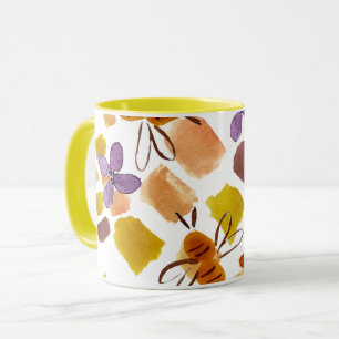 Vattenfärg Vår Gula Blommig Bipattern Mugg