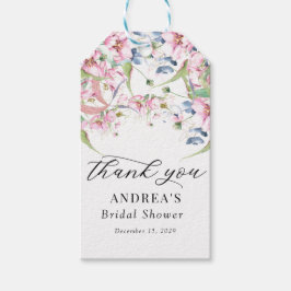 Vattenfärg Vår Rosa Blommig Tack Presentetikett