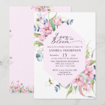 Vattenfärg vår rosa blomsterbröllopsdusch