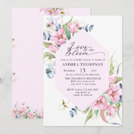 Vattenfärg vår rosa blomsterbröllopsfest inbjudningar