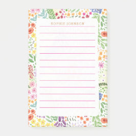 Vattenfärg vår söta blommor blommande söt flickakt post-it block