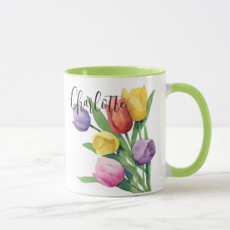 Vattenfärg Vår Tulips Mugg