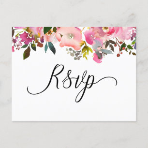 Vattenfärg vårblomma RSVP Inbjudan Vykort