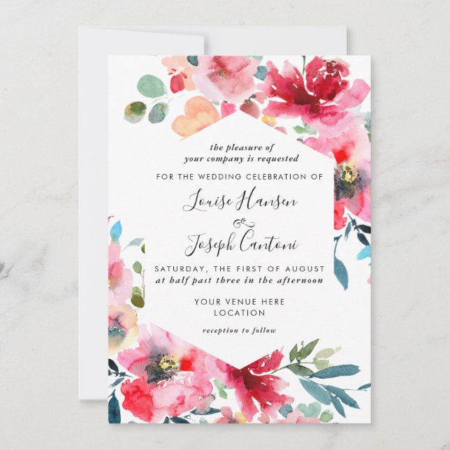 Vattenfärg Vårblommor Bröllop Meddelande (Framsida)