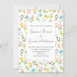 Vattenfärg vårklisterblommor bröllop inbjudningar