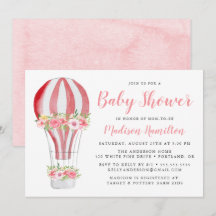 Vattenfärg varmluftsballong baby shower