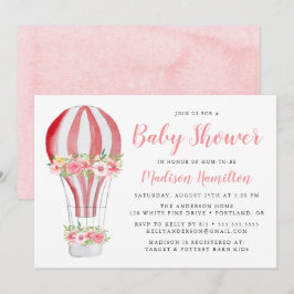 Vattenfärg varmluftsballong baby shower inbjudningar