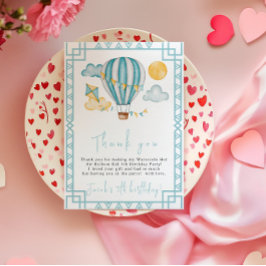 Vattenfärg Varmluftsballong Kid 5-årsfest  Tack Kort