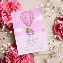 Vattenfärg Varmluftsballong Söt Bebis Baby Shower