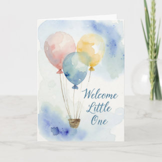 Vattenfärg Varmt Luftballong Baby Shower Kort