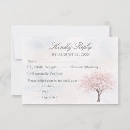 Vattenfärg Vårträd Bröllop RSVP-kort OSA Kort