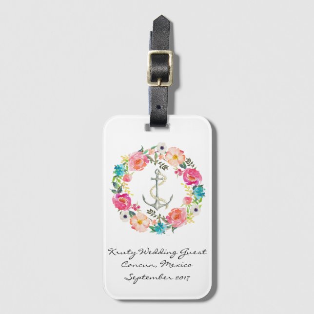 Vattenfärg Väskmärke för Bröllop Bagagebricka (Framsida vertikal)