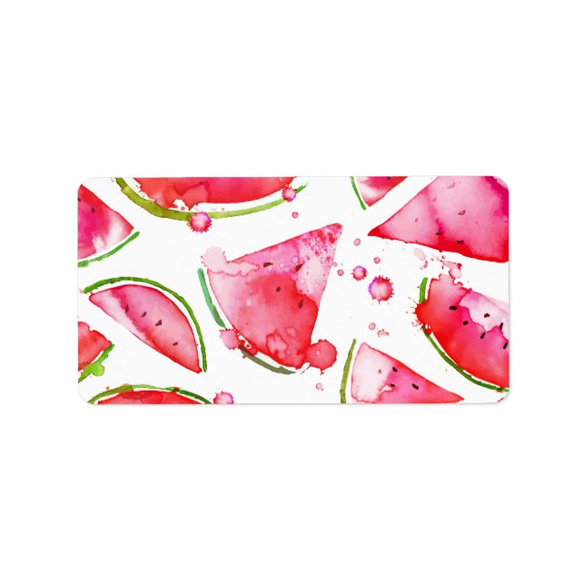 Vattenfärg Vattenmelon 1 Adressetikett (Framsidan)