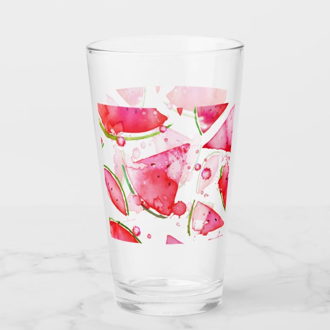 Vattenfärg Vattenmelon 1 Glaskopp (Framsida)