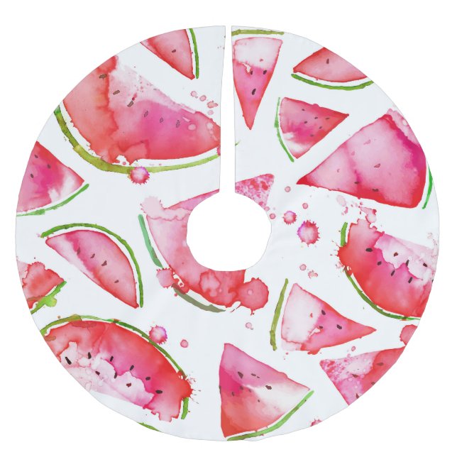 Vattenfärg Vattenmelon 1 Julgransmatta Borstad Polyester (Framsidan)