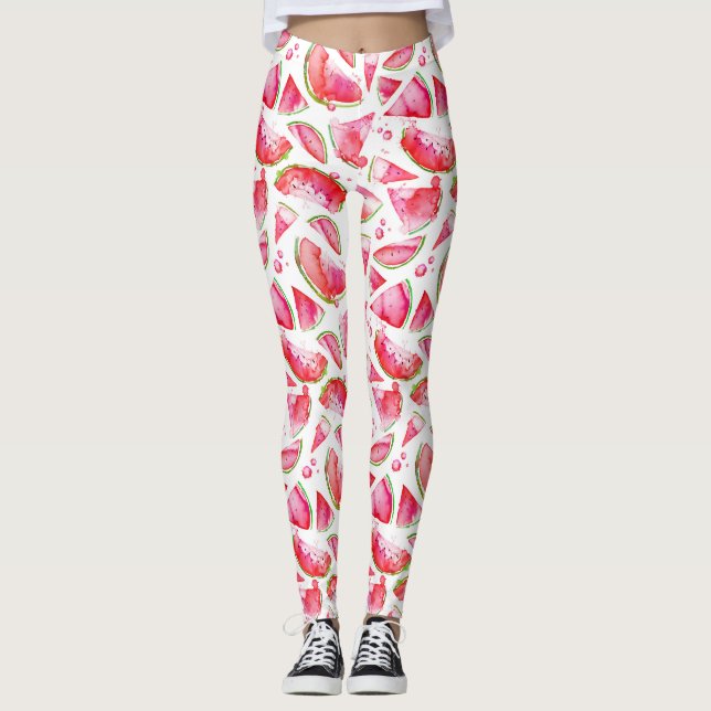 Vattenfärg Vattenmelon 1 Leggings (Framsida)