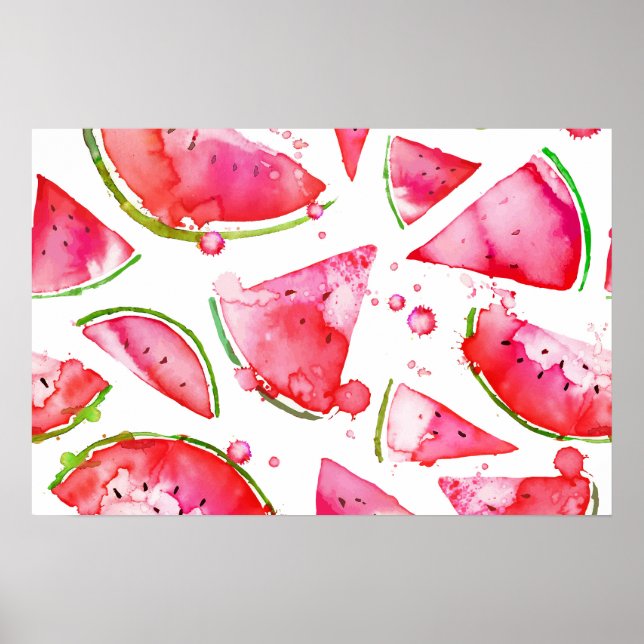 Vattenfärg Vattenmelon 1 Poster (Framsidan)