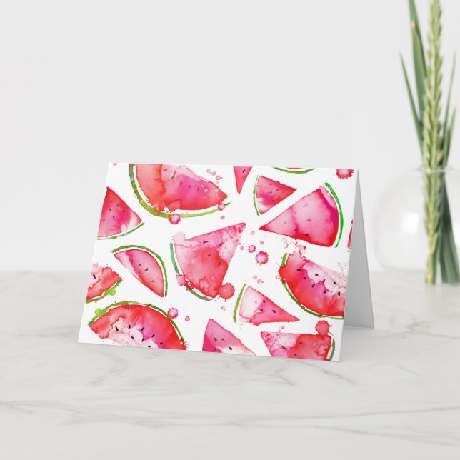 Vattenfärg Vattenmelon 1 Tack Kort (Framsida)