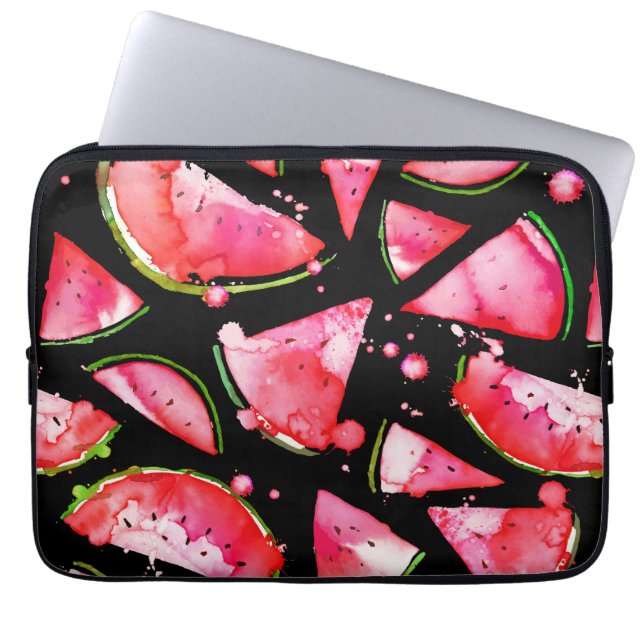 Vattenfärg Vattenmelon 2 Laptop Fodral (Framsidan)