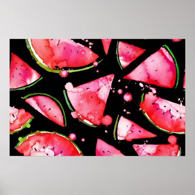 Vattenfärg Vattenmelon 2 Poster (Framsidan)