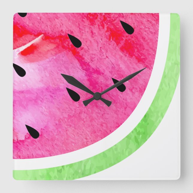 Vattenfärg Vattenmelon Fyrkantig Klocka (Framsida)