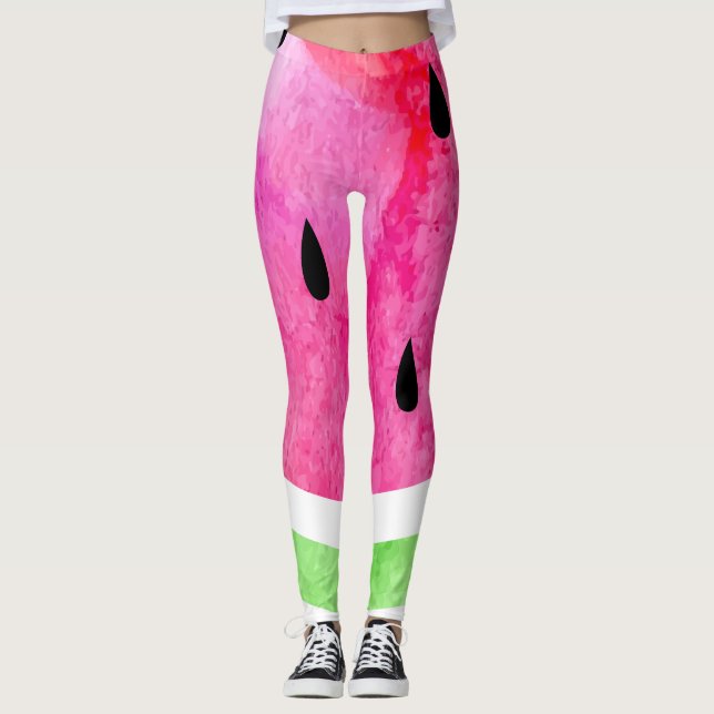 Vattenfärg Vattenmelon Leggings (Framsida)