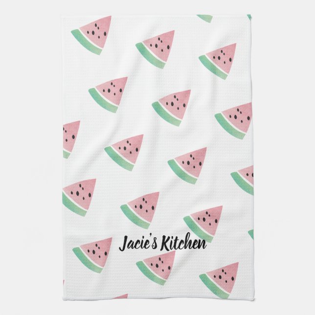 Vattenfärg Vattenmelon Modern Rosa Kökshandduk (Vertikal)