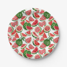 Vattenfärg Vattenmelon Pappers Tallrikar – Sommarf