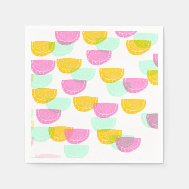 Vattenfärg Vattenmelon Rosa Grön Gul Mönster   Pappersservett (Framsidan)
