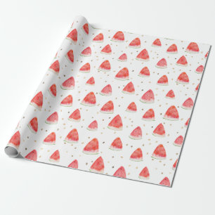 Vattenfärg Vattenmelon Triangles Mönster Presentpapper