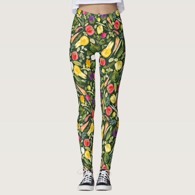 Vattenfärg Vegan - ät regnbågen Leggings (Framsida)