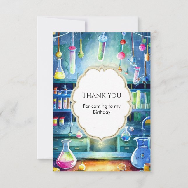 Vattenfärg Vetenskap Magi Vetenskapsman Födelsedag Tack Kort (Framsida)