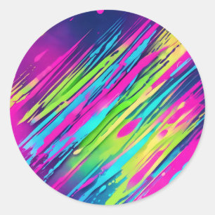 Vattenfärg Vibrant Neon Runt Klistermärke