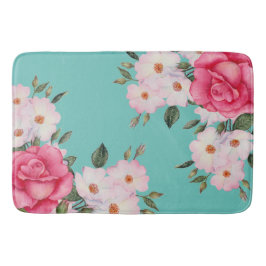 Vattenfärg Vibrant Rosa Vit ros Turcos Bakåt Badrumsmatta