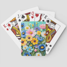 Vattenfärg Vibrant Vår blommor Mönster Casinokort