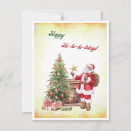 Vattenfärg Victorian Santa Lycklig Ho-ho-ho-lidays Julkort