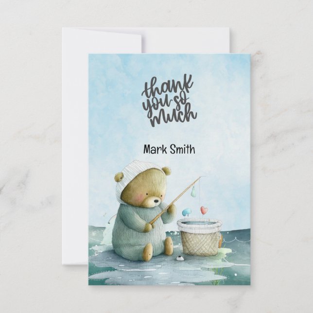 Vattenfärg vid fiske i Älskare Tack Kort (Framsida)