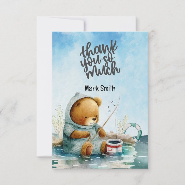 Vattenfärg vid fiske i Älskare Tack Kort (Framsida)