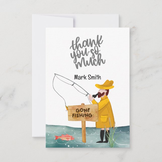 Vattenfärg vid fiske i Älskare Tack Kort (Framsida)