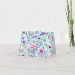 Vattenfärg Vild Blomma Vikta Grattiskort Kort