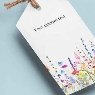 Vattenfärg Vilda Blommor Anpassad Text Hängande Mä Presentetikett