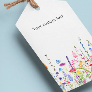 Vattenfärg Vilda Blommor Anpassad Text Hängande Mä Presentetikett