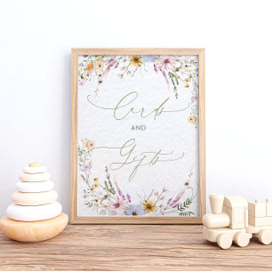 Vattenfärg Vilda Blommor Bebis Shower Kort och Gåv Poster