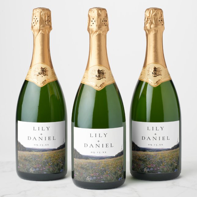 Vattenfärg Vilda Blommor Blommig Äng Bröllop (Flaskor)