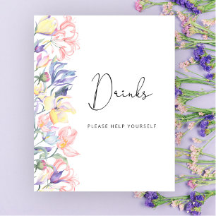 Vattenfärg vilda blommor Drycker, varsågod Poster