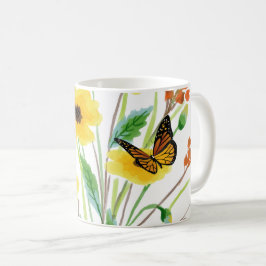 Vattenfärg Vilda Blommor med Fjärilsträdgård Kaffemugg