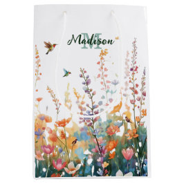 Vattenfärg Vilda Blommor Monogram Personligt Namn
