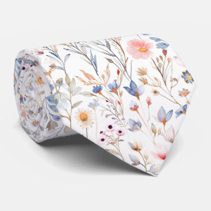 Vattenfärg Vilda Blommor Mönster Slips