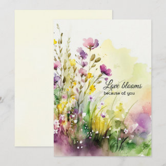 Vattenfärg Vilda Blommor Mors Dag Lila Gul Julkort