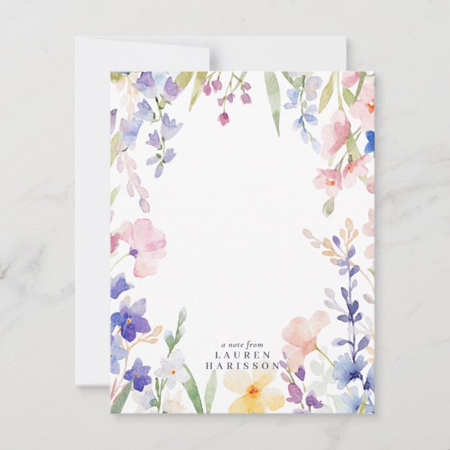 Vattenfärg Vilda Blommor Pappersvaror Notkort Inbjudningar (Framsida)